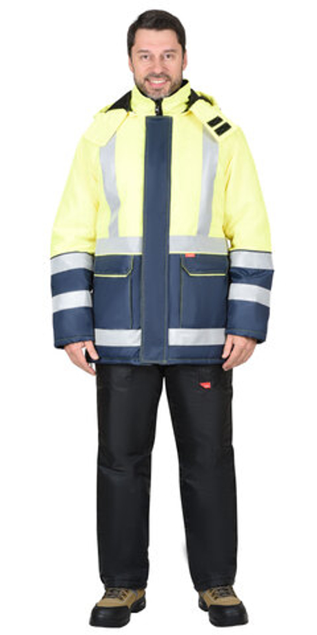 Куртка "ТЕРМИНАЛ" зимняя тк.Оксфорд синяя с лимонным и СОП (ЧЗ)