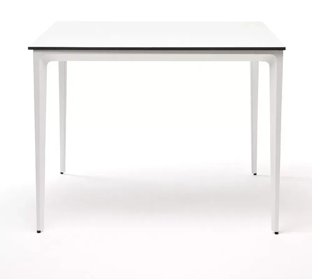 "Малага" обеденный стол из HPL 90х90см, цвет молочный, каркас белый