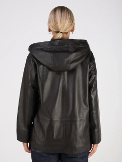 Кожаная куртка демисезонная с капюшоном