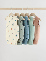 Боди без рукавов для малышей Next E57-853, 5 шт., Бежевый, Голубой, Мятный