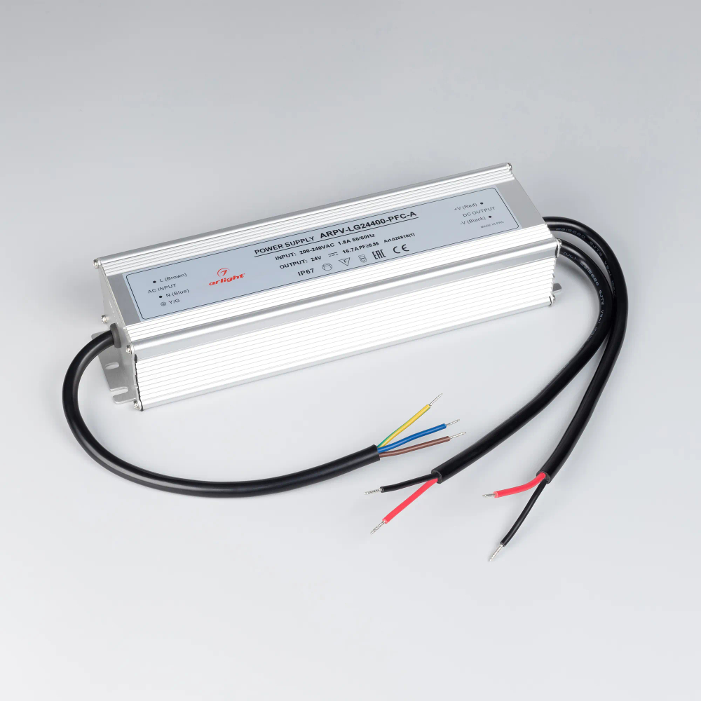 Блок питания ARPV-LG24400-PFC-A (24V, 16.7A, 400W) (Arlight, IP67 Металл, 5 лет) 026810(1)