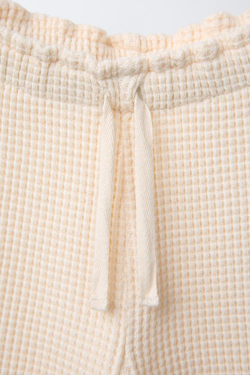 ZARA БРЮКИ-КЮЛОТЫ ИЗ РИФЛЕНОГО ТРИКОТАЖА, ЭКРЮ