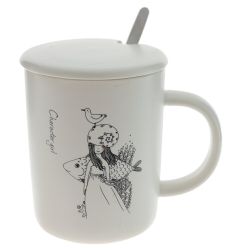 GAEM Кружка с крышкой и ложкой, 350 мл, L11,5 W8 H11 см, 4в.