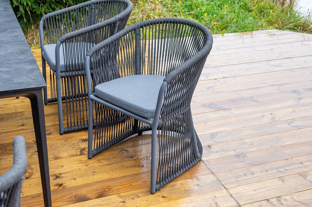 "Романо" обеденная группа на 6 персон, каркас темно-серый, роуп темно-серый