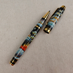 Ручка с ручной росписью Палех "Сказочная тройка" в футляре