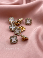 Пуговицы цветок белые золотистые со стразами в стиле ван кл