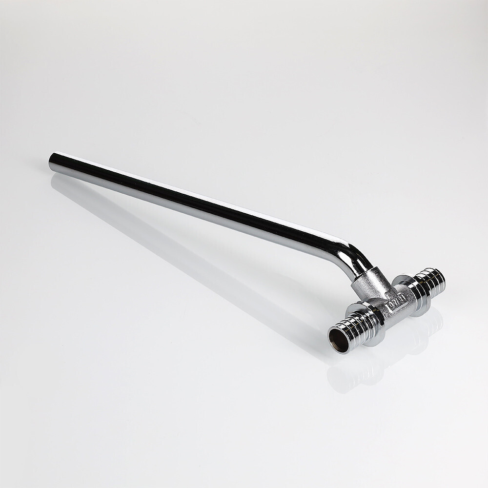 Фитинг аксиальный универсальный – тройник радиаторный с хромированной латунной трубкой, короткий 16 (2,2) х 15 х 20 (2,8) мм, 30 см