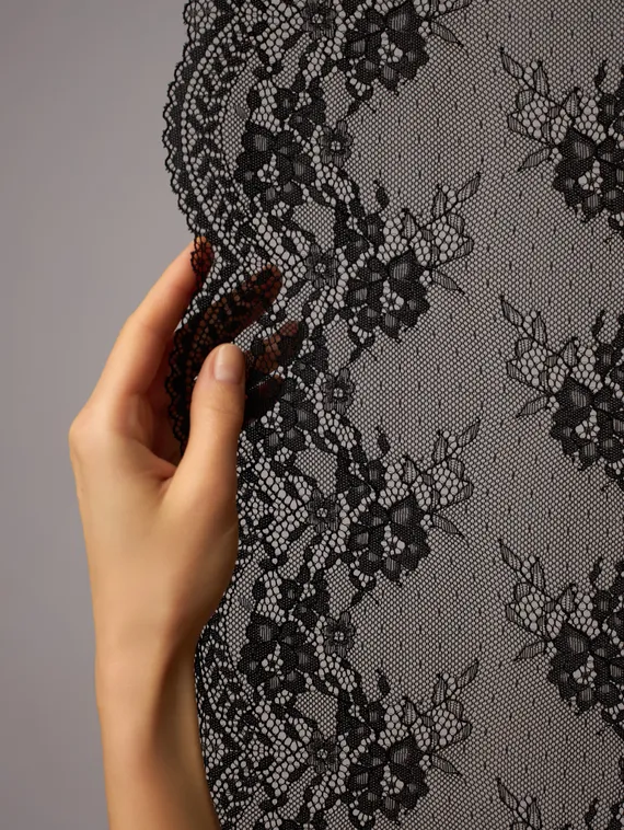 03-292 ОПТ Кружево эластичное 23 см, черный 170