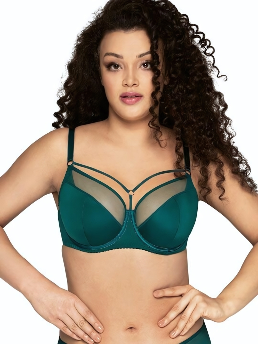 Бюстгальтер на косточках с вставками из сетки (Размер: 85E) (Цвет: синий)