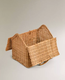 ZARA HOME КОРЗИНА ДЛЯ ХРАНЕНИЯ ДЕТСКИХ ИГРУШЕК В ФОРМЕ ДОМИКА, СВЕТЛО-БЕЖЕВЫЙ