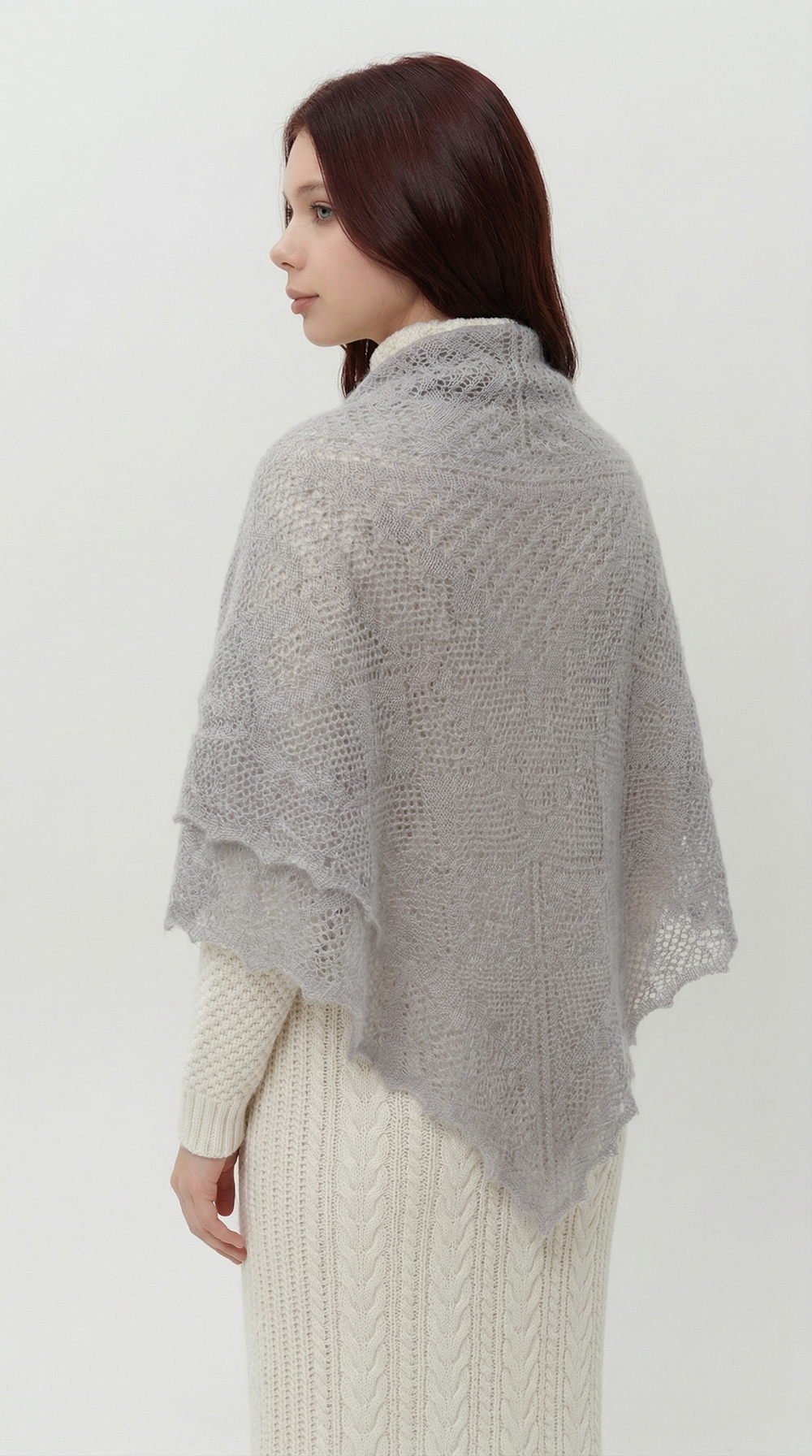 Оренбургский пуховый платок П4-120-03 серый