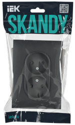 SKANDY Розетка 2-местная без заземления с защитными шторками 10А в сборе SK-R09T титан IEK