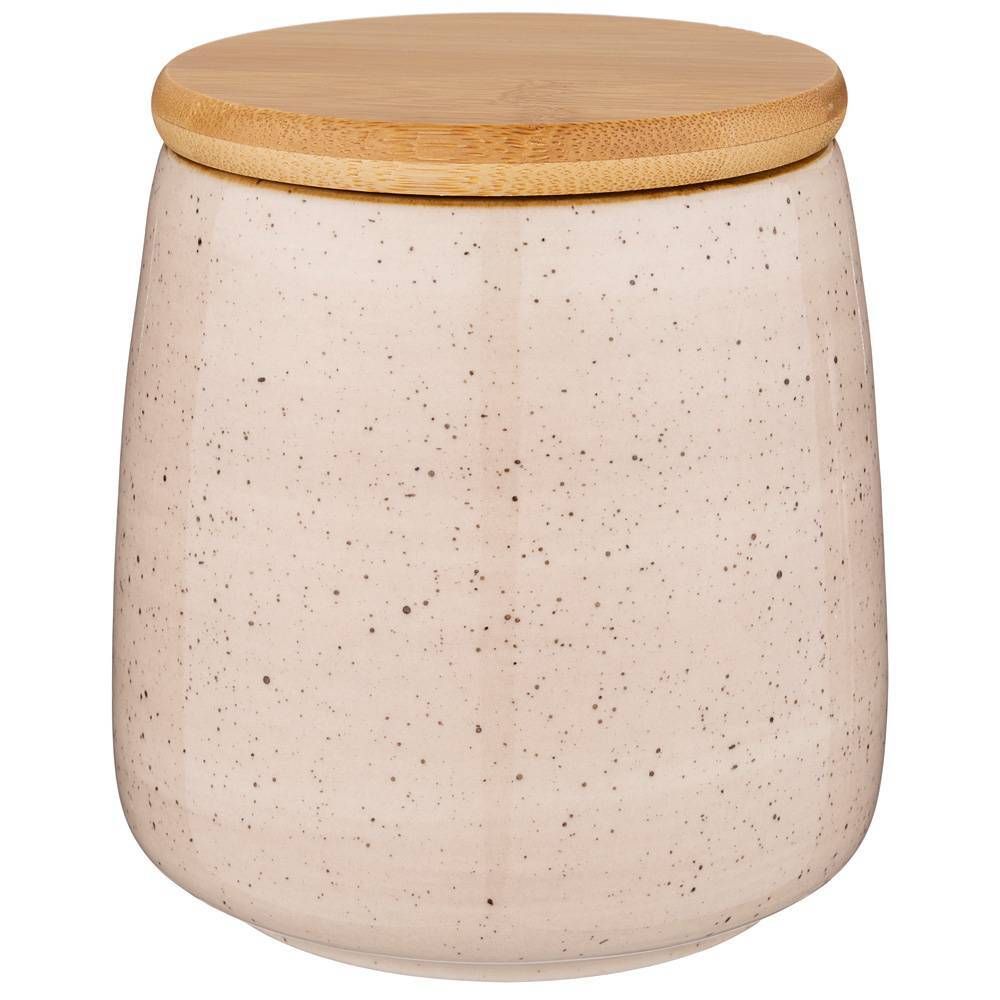 БАНКА С ДЕРЕВЯННОЙ КРЫШКОЙ BRONCO "NATURE" 13*12 СМ 900 МЛ КРЕМОВАЯ (КОР=24ШТ.)