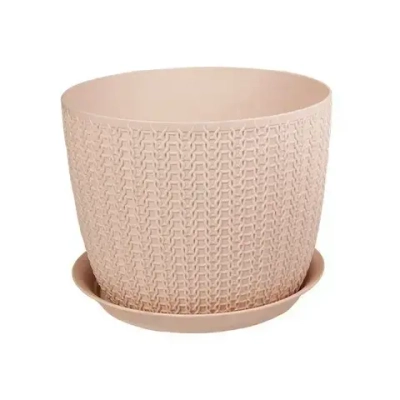 Кашпо ВЯЗАНИЕ D180мм 2,8л с поддоном чайная роза 0,14,18х0,18м (комплект 12 шт)