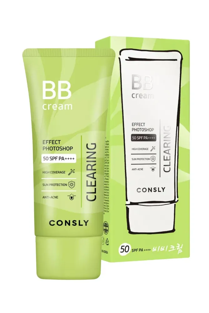 BB крем для лица матирующий CONSLY BB Cream Effect Photoshop Clearing SPF50 PA++++ 50 мл