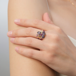 Кольцо «Дикая орхидея» из красного золота с гранатами и аметистами