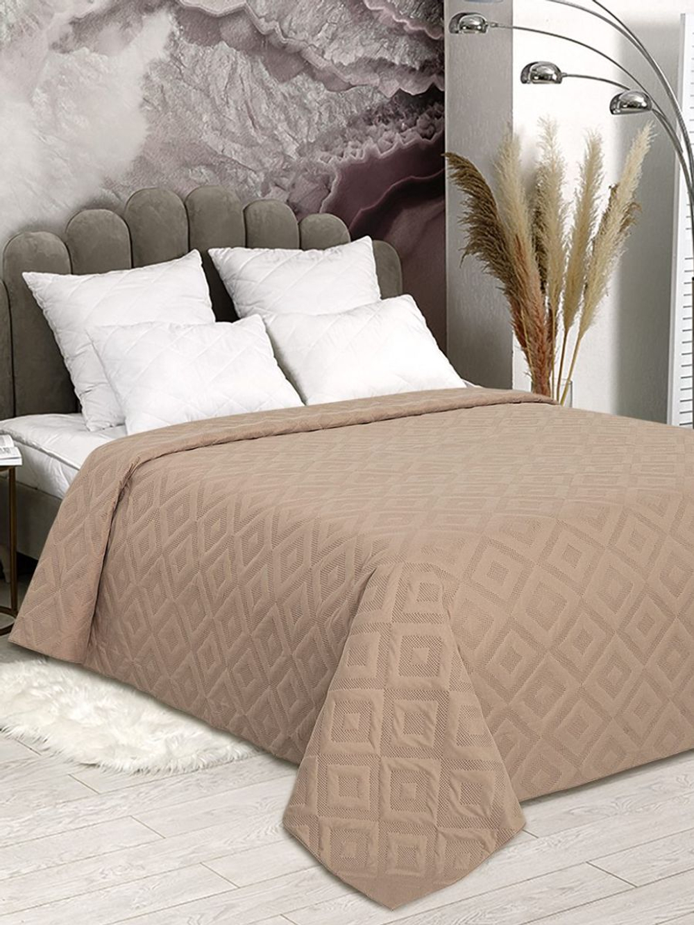 Покрывало на кровать, стеганое, поплин с размерами 215х220