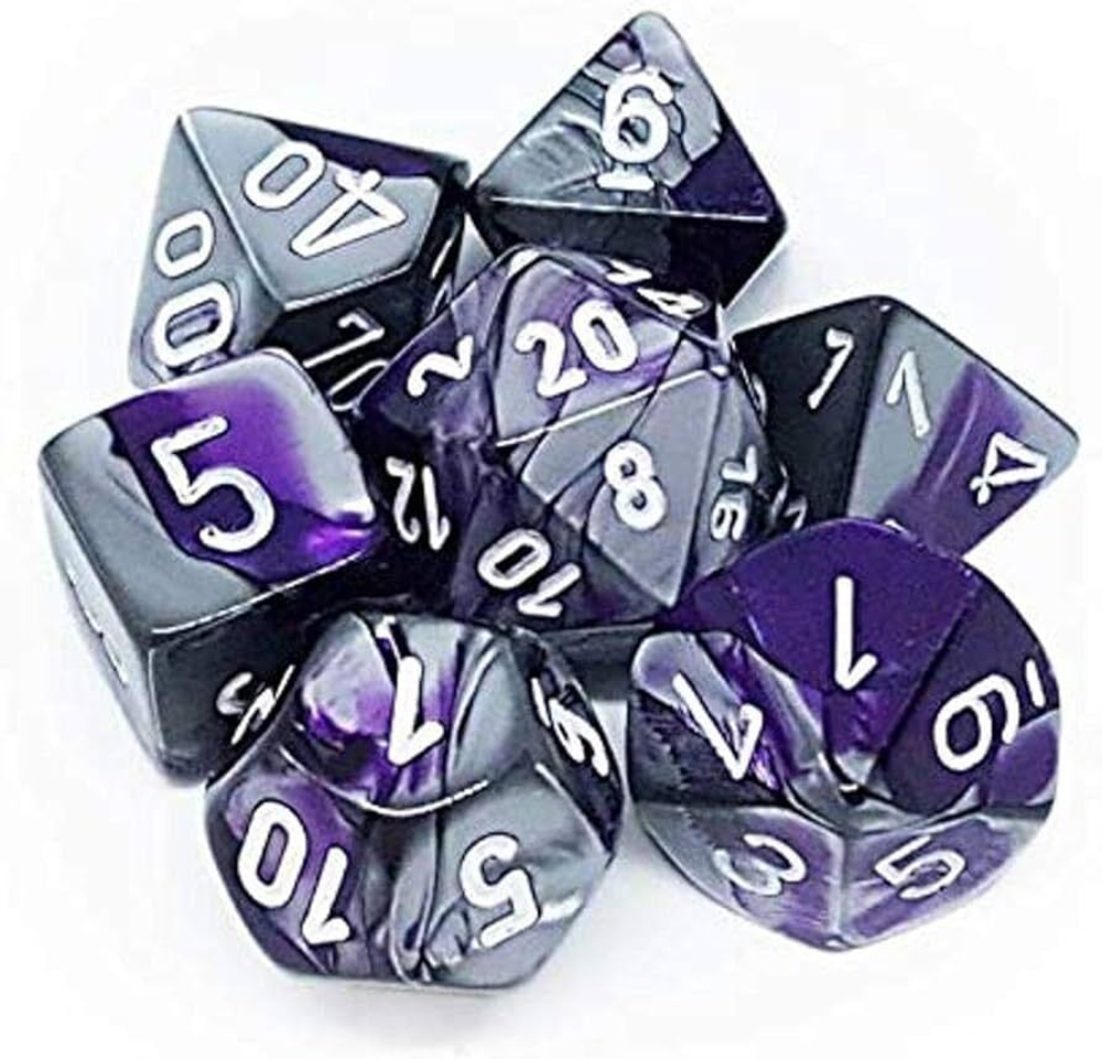 Chessex 7-dice set Gemini Purple-Steel/White