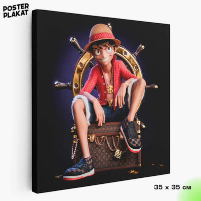 Картина для интерьера Манки Д Луффи, персонаж манги и аниме One Piece Большой куш, холст с печатью на подрамнике, на стену, Постер Плакат