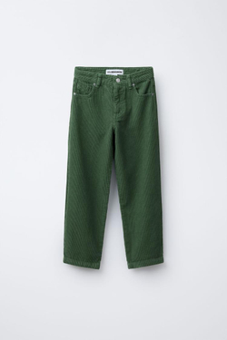 ZARA Х BENSIMON ® ВЕЛЬВЕТОВЫЕ БРЮКИ ПРЯМОГО КРОЯ, ЗЕЛЕНЫЙ