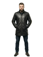 KHIMEONE Мужская кожаная куртка с капюшоном на меху (натуральная кожа/натуральный мех)