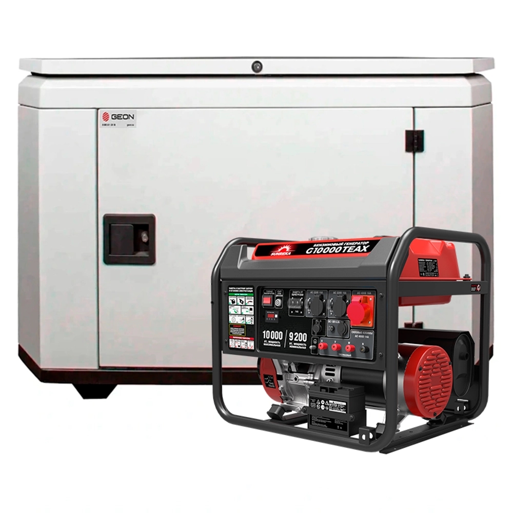 Генератор бензиновый SUNREKA G10000TEAX с кожухом Geon 1400SS RAL 7035