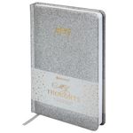 Ежедневник датированный 2022 А5 138x213 мм BRAUBERG "Sparkle", блестки, серебряный, 112830