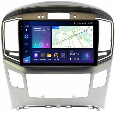 Магнитола для Hyundai H1, Grand Starex 2015-2022 (ШГУ монохром, авто с часами) - Teyes CC3-2K монитор 9.5" 2K QLED на Android 10, ТОП процессор, CarPlay, 4G SIM-слот