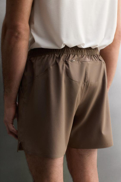 ZARA БАЗОВЫЕ СПОРТИВНЫЕ ШОРТЫ, СЕРО-КОРИЧНЕВЫЙ