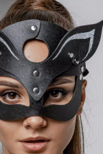 Маска Кошечка с напылением на ушках кожа черный