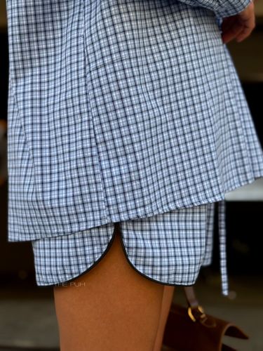 Голубой хлопковый костюм с шортами