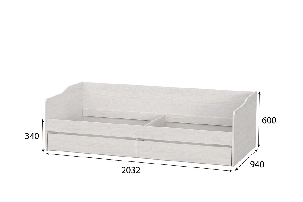 КР-1 (NNM) Кровать односпальная с ящиками (каркас) 900мм (анкор светлый)