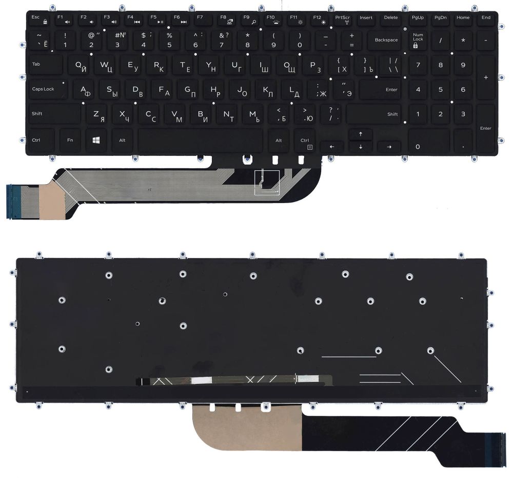 Клавиатура для ноутбука Dell Inspiron 14 Gaming 7566, 7567, черная, с подсветкой