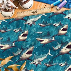 Ткань Барби хищные акулы