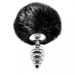 Металлическая анальная пробка с черным хвостиком Twist от Alive (7*2,8 см.)