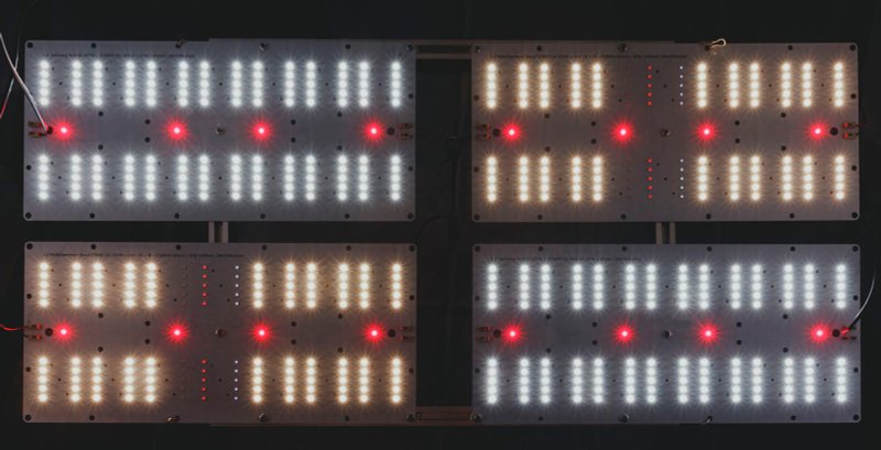 Спектр панели: белые Samsung, красные Osram 660 nm, UV и 730 nm точки