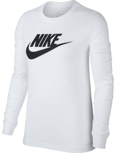 Женская теннисная футболка (dł. Рукава) Nike Swoosh Essential LS Icon Ftr - white/black