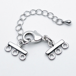 Карабин с удлинителями и коннекторами, цвет серебро (родий), размер 15 мм, цена за 1 шт