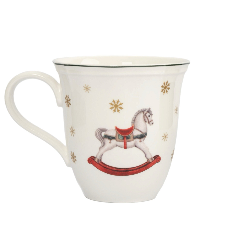 Кружка лошадь и елка 380 мл фарфор