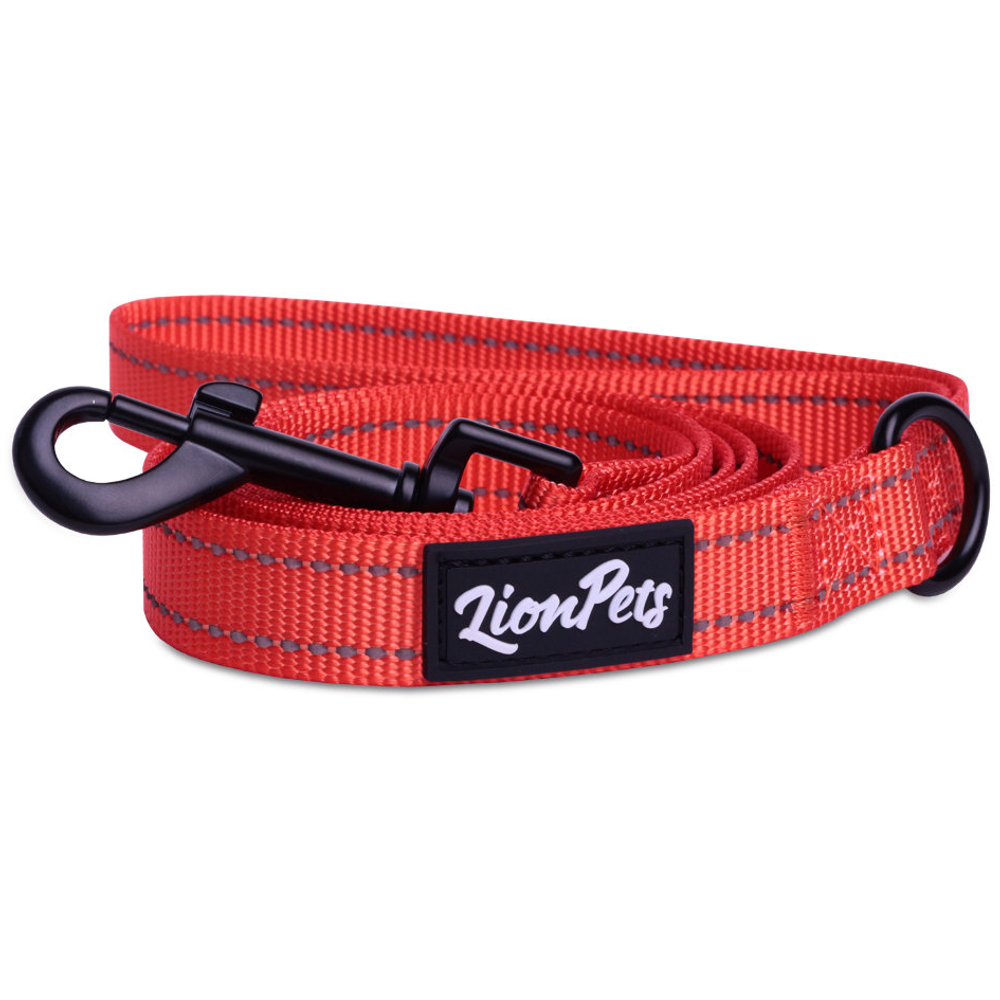 Поводок для собак lionpets из полиэстера со светоотражающими полосками (оранжевый) lp-710-5 (ширина 2.5 см, длина 3 метра)