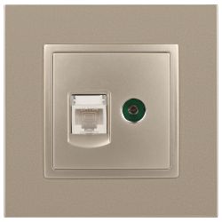 14-3110-04 ЭРА Розетка RJ45+TV, IP20, шампань | Elegance Шампань