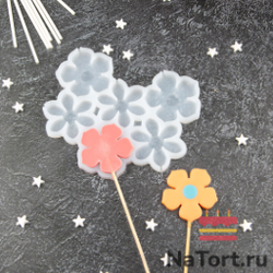Силиконовая форма для леденцов «Цветы 6 в 1»