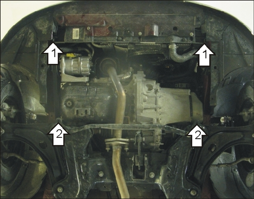 Усиленная защита Motodor картера двигателя, кпп. 2 мм, сталь. для Citroen C3 2002-2009,Citroen C2 2003-2008 арт.00405