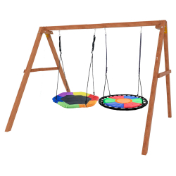Деревянные качели с гнездом Гексагон и круглым гнездом Свиби