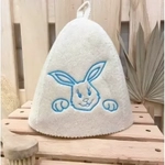 Шапка банная детская классическая с вышивкой «Заяц», цвет белый, (без упаковки)