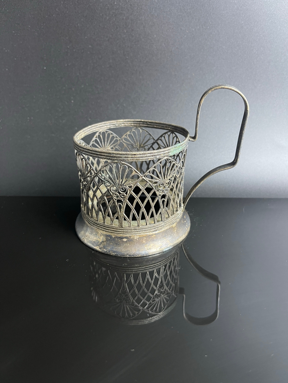 Подстаканник мельхиор винтажный клеймо, скань, СССР 1960-1990 гг