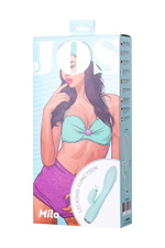 Мятный вибратор с клиторальным стимулятором Milo - 20 см. (Цвет: мятный)