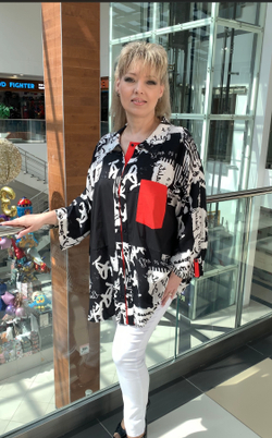 Туника-блузон с красной отделкой