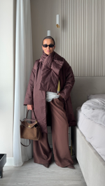 Утепленное пальто со съемным шарфом CHOCO