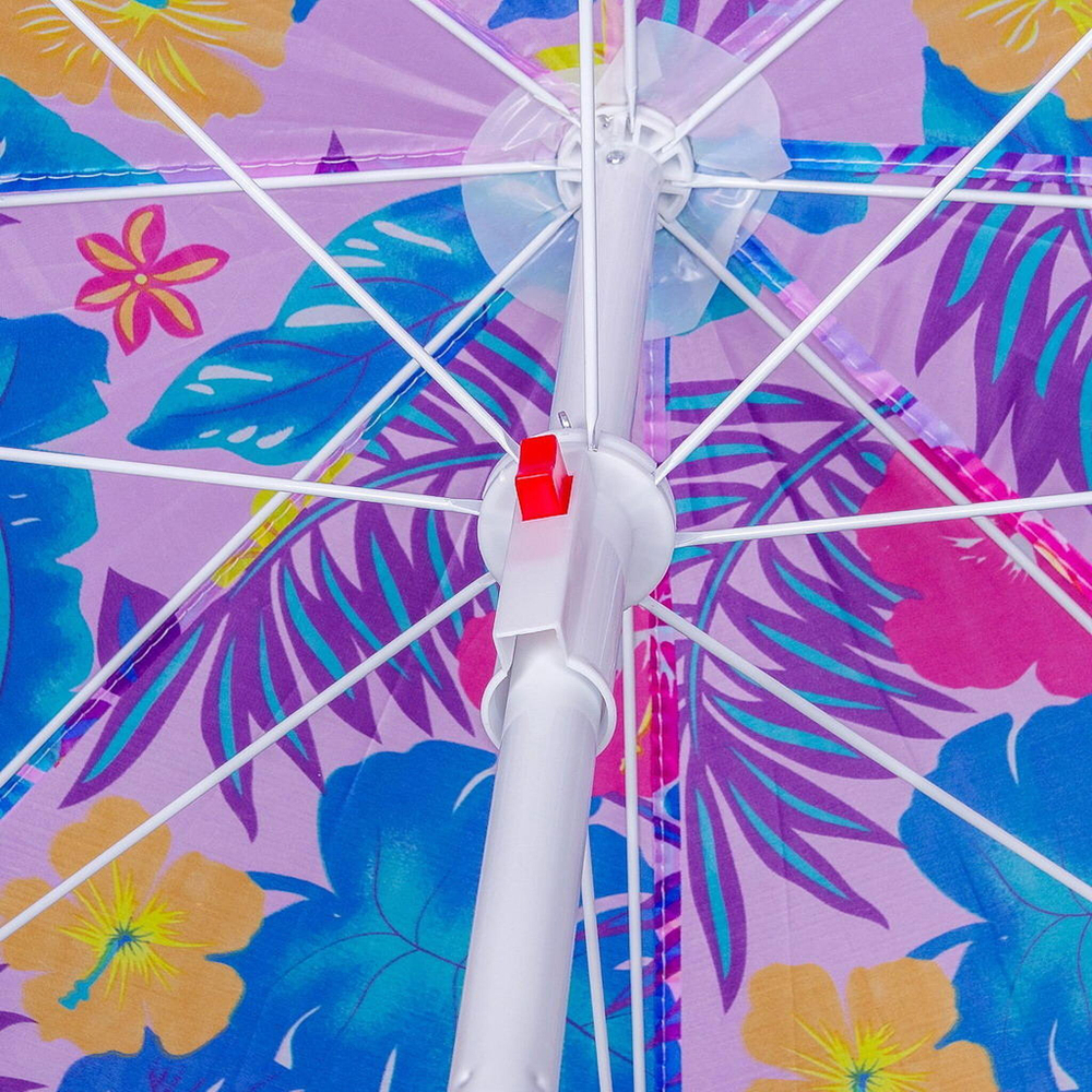 Зонт пляжный 200 см, с наклоном, 8 спиц, мет-л, Яркие цветы, LG09